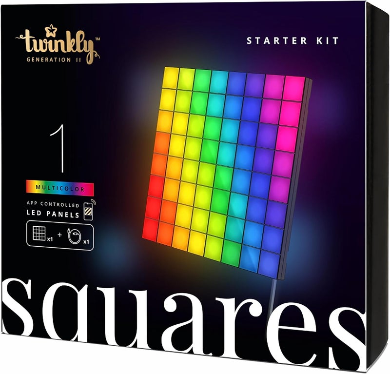 Twinkly Squares Master Panel, RGB LED Panel, Including 1 Main Panel and USB-C Power Supply, Compatible with HomeKit, Alexa and Google Home, Gaming Lights and Streaming, 16M+ Colors - Image 1